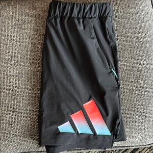 Adidas Men's Black Shorts with Red Accents